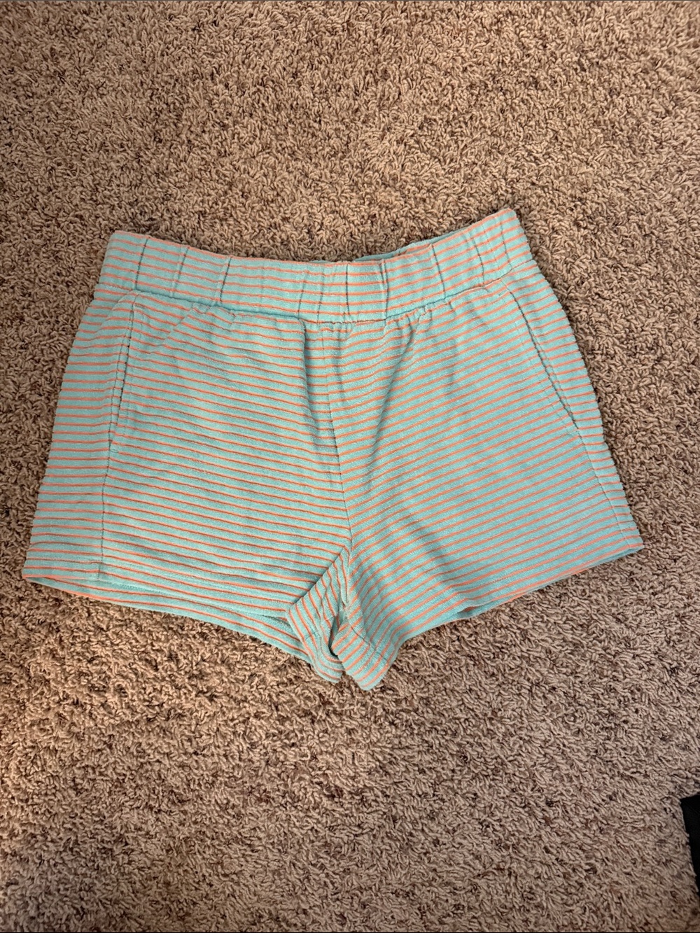 Peloton Mint Green & Coral Striped High-Waist Women’s Shorts